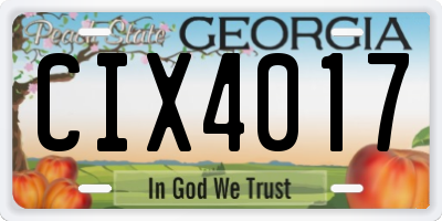 GA license plate CIX4017