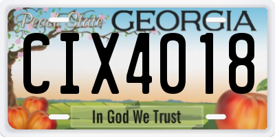 GA license plate CIX4018