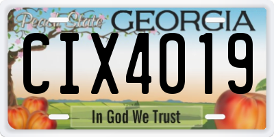 GA license plate CIX4019