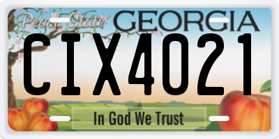 GA license plate CIX4021