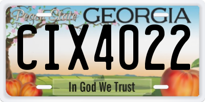 GA license plate CIX4022