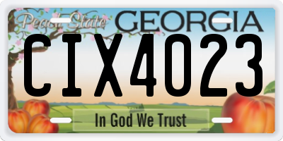 GA license plate CIX4023