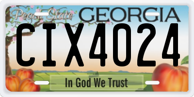 GA license plate CIX4024