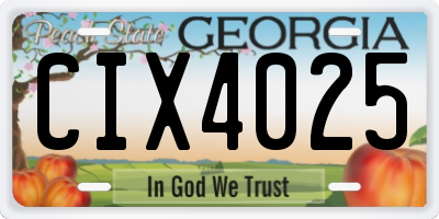 GA license plate CIX4025