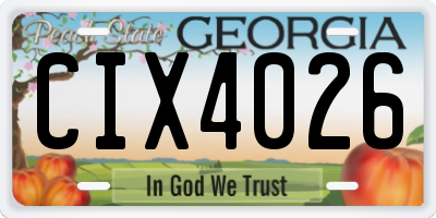 GA license plate CIX4026