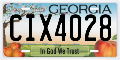 GA license plate CIX4028