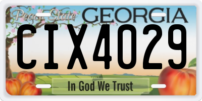 GA license plate CIX4029