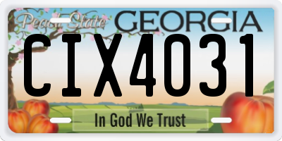GA license plate CIX4031