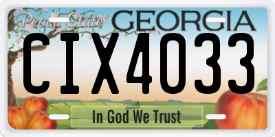GA license plate CIX4033