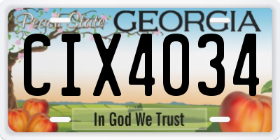 GA license plate CIX4034