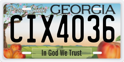 GA license plate CIX4036