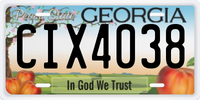 GA license plate CIX4038