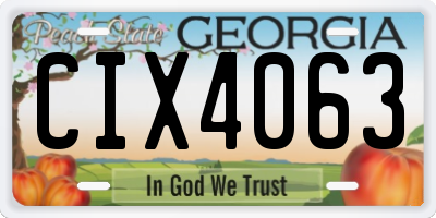 GA license plate CIX4063