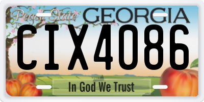 GA license plate CIX4086