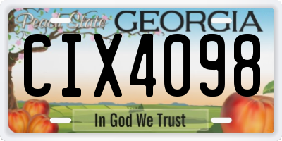 GA license plate CIX4098