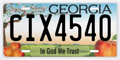 GA license plate CIX4540