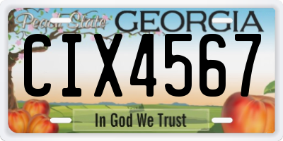 GA license plate CIX4567