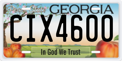 GA license plate CIX4600