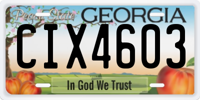 GA license plate CIX4603