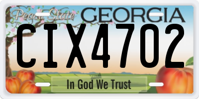 GA license plate CIX4702