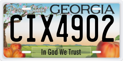GA license plate CIX4902