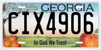 GA license plate CIX4906
