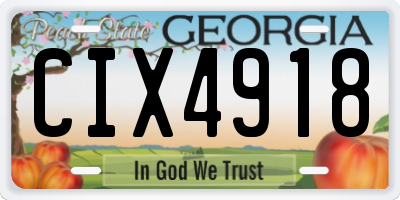 GA license plate CIX4918