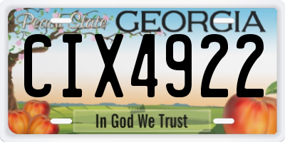 GA license plate CIX4922