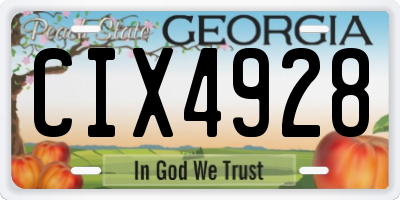 GA license plate CIX4928