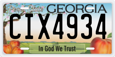 GA license plate CIX4934