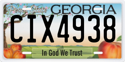 GA license plate CIX4938