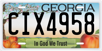 GA license plate CIX4958