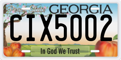 GA license plate CIX5002