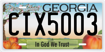 GA license plate CIX5003