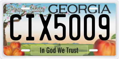 GA license plate CIX5009