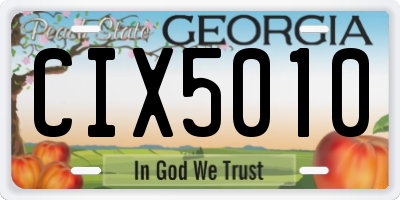 GA license plate CIX5010