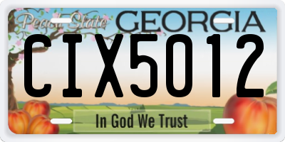 GA license plate CIX5012