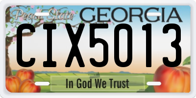 GA license plate CIX5013