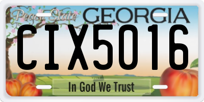 GA license plate CIX5016