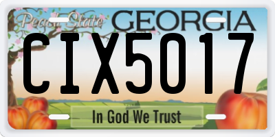 GA license plate CIX5017