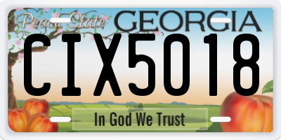GA license plate CIX5018