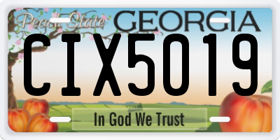 GA license plate CIX5019