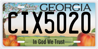 GA license plate CIX5020
