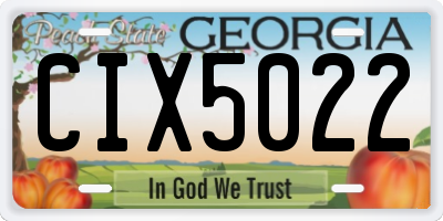 GA license plate CIX5022