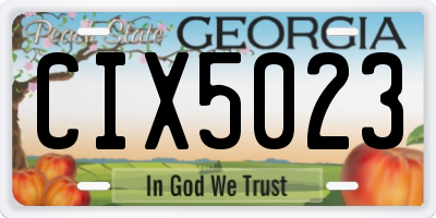 GA license plate CIX5023
