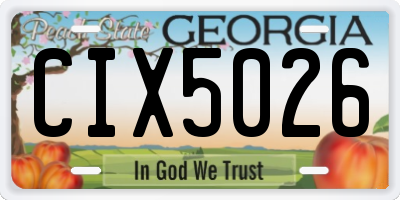 GA license plate CIX5026