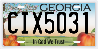 GA license plate CIX5031