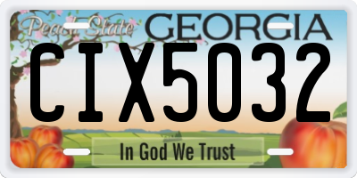 GA license plate CIX5032