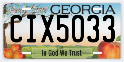 GA license plate CIX5033