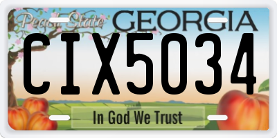 GA license plate CIX5034